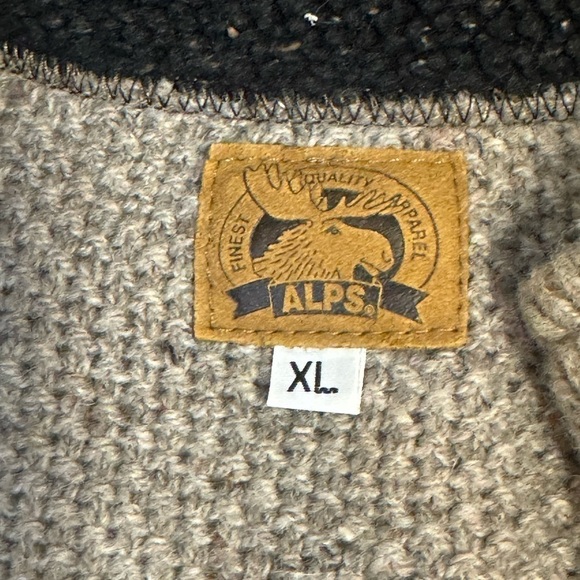 Vintage Alps Knit Zip Cardigan XL Mens Tan Black Wool Outdoors Camping Grandpa - Picture 9 of 11